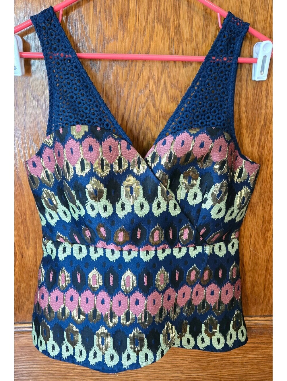 New Anthropologie HD in Paris Gold Metallic Peplum Top Sexy Fancy Night Out Y2K